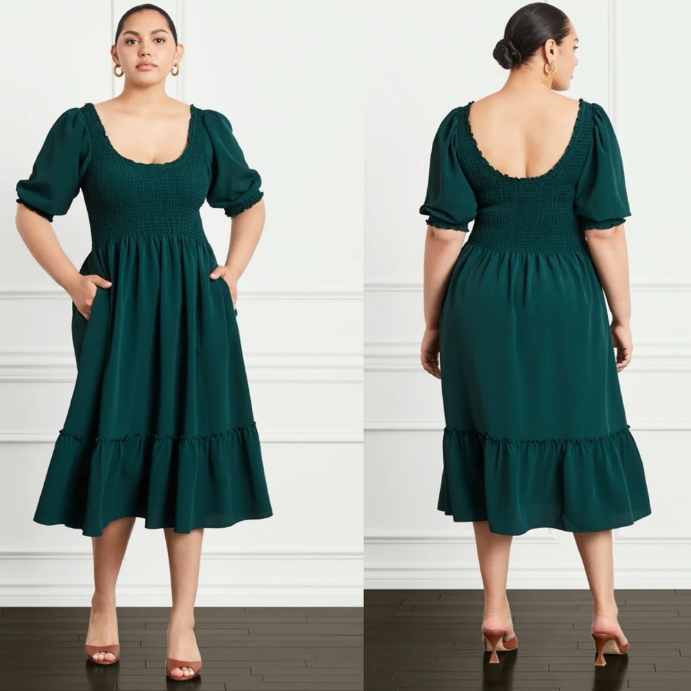 Hill House Home Womens Green Botanical Garden Crepe The Louisa Nap Dress Size L